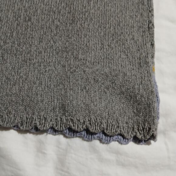 VTG Jantzen Classic Color Block Sweater Embroidered By Hand L/XL Grey/Aqua - Picture 13 of 16